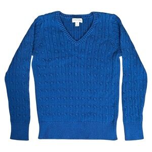 St. John’s Bay Cable Knit V-Neck Sweater in Royal Blue Women’s Medium